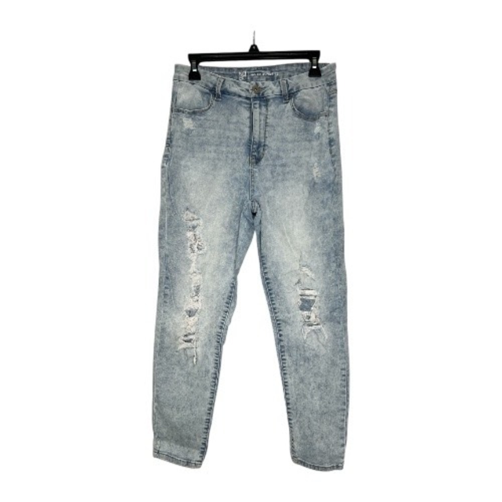 NO BOUNDARIES‎ Womens Acid Wash Distressed High Rise Skinny Jeans Size 13